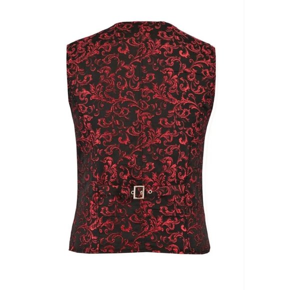 Premium Men’s Designer Stylish Casual Brocade Red Vest /USA Sizes - Picture 2 of 4